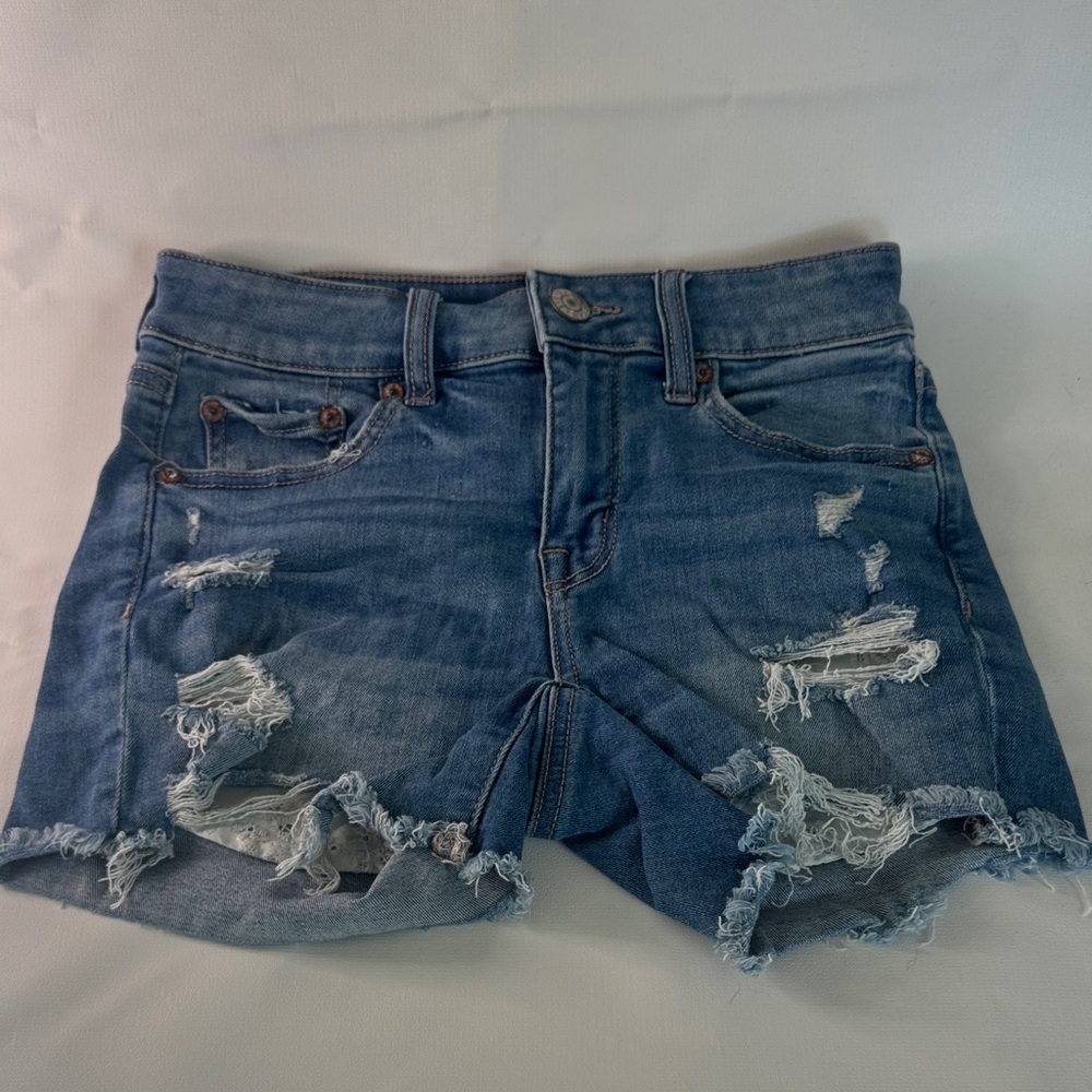 American Eagle Outfitters Ripped Blue Jean Shorts